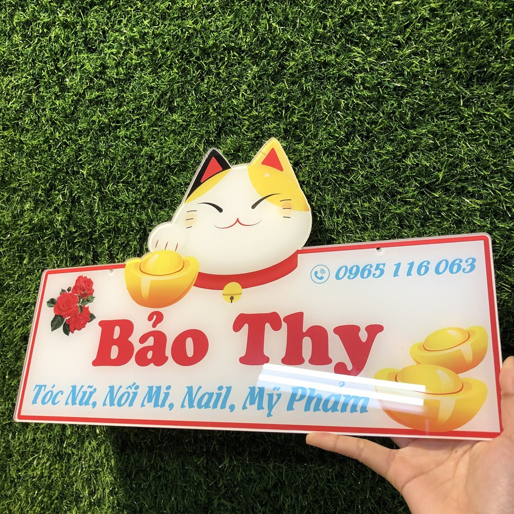 Bảng hiệu Mèo Thần Tài Nhật - Thiết kế in tên shop của bạn theo yêu cầu