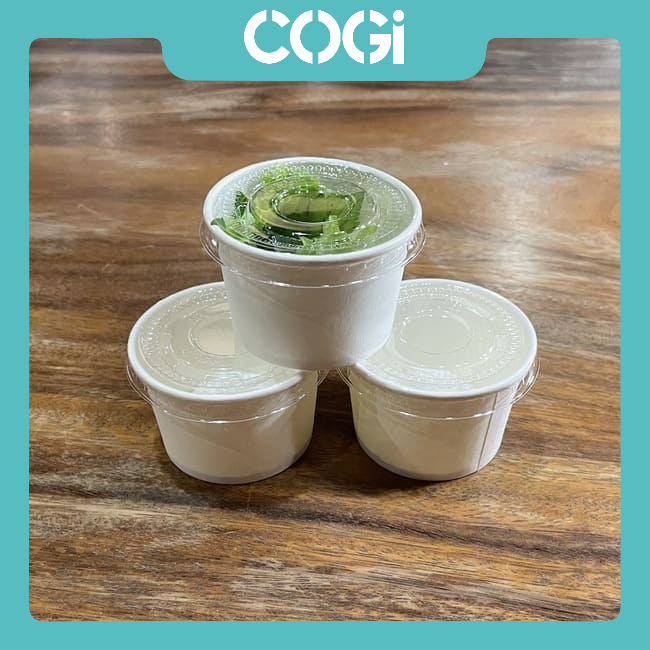 100 chén gia vị, hộp sốt bằng giấy kèm nắp chắc chắn, dùng 1 lần chính hãng cogi, đựng sốt, nước chấm 2,9 oz