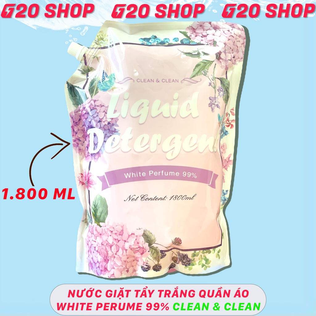 Nước giặt Clean &amp; Clean hương thơm dịu nhẹ an toàn cho gia đình 1.8l NPP G20shop