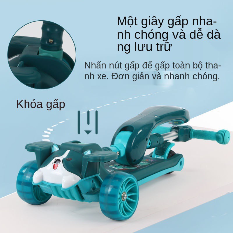 Xe trượt scooter ba trong một trẻ em cao cấp mới 2-3-4-5-8 tuổi