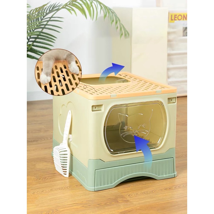 Nhà vệ sinh cho mèo  2 cửa chống văng cát size lớn BECHON