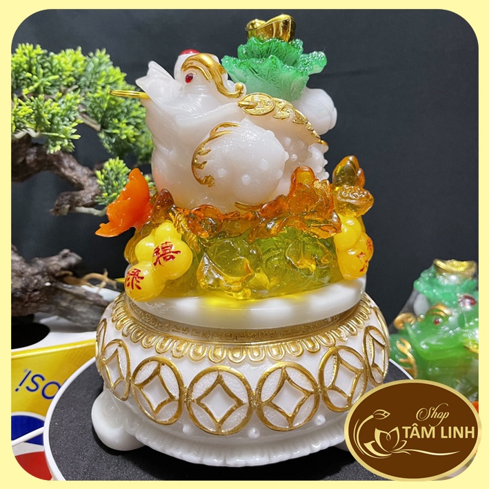 Cóc Ba Chân ngậm tiền cõng cải - Thiềm Thừ chiêu tài lộc có đế xoay nhiều màu