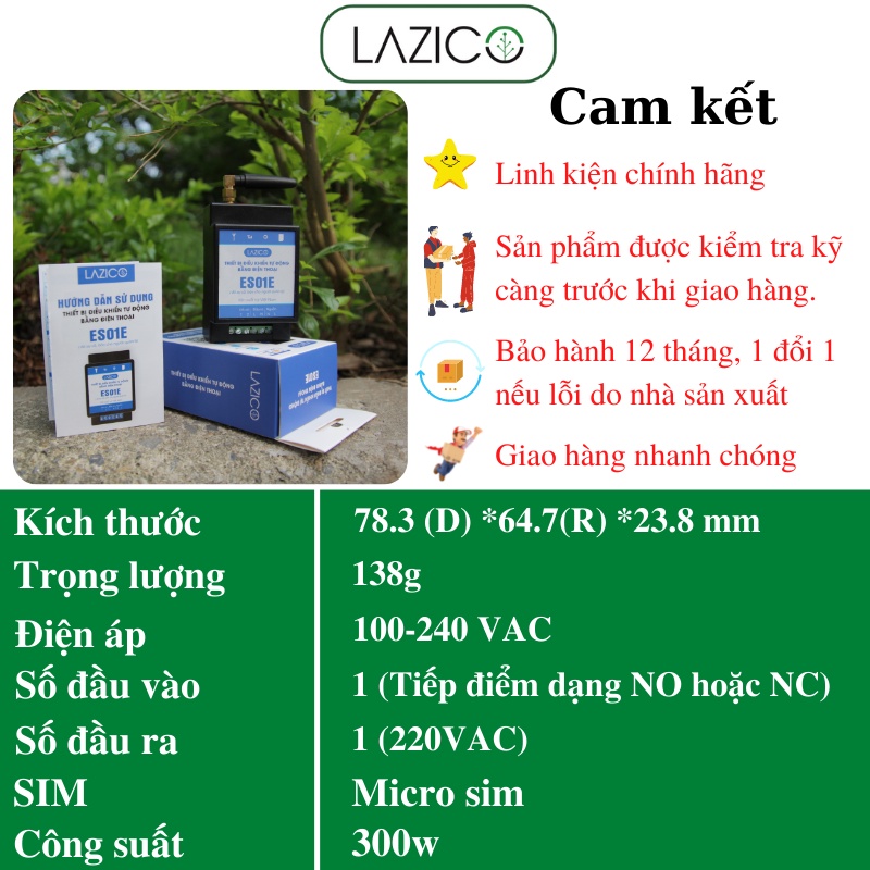 Điều khiển từ xa cho máy bơm bằng điện thoại và báo sự cố báo cho người dùng LAZICO ES01E