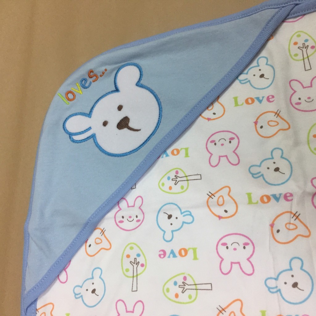 Choàng bế mỏng hình cotton HUB Thái Lan 75x75cm