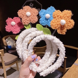 Cài tóc băng đô nhung lông bông hoa nhí xinh xắn cho nữ