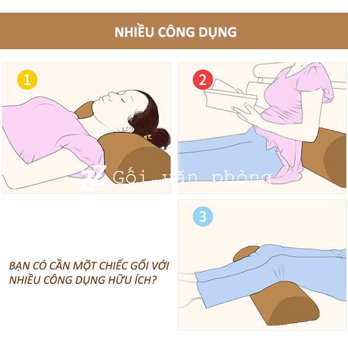 Gối bán nguyệt  dài kê lưng, chân cao su non GLN-02