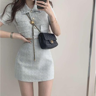 Áo Khoác Dáng Ngắn/ Chân Váy Chữ A FeiFanXiaoBai Màu Xanh Lam Nhạt Phong Cách Retro
