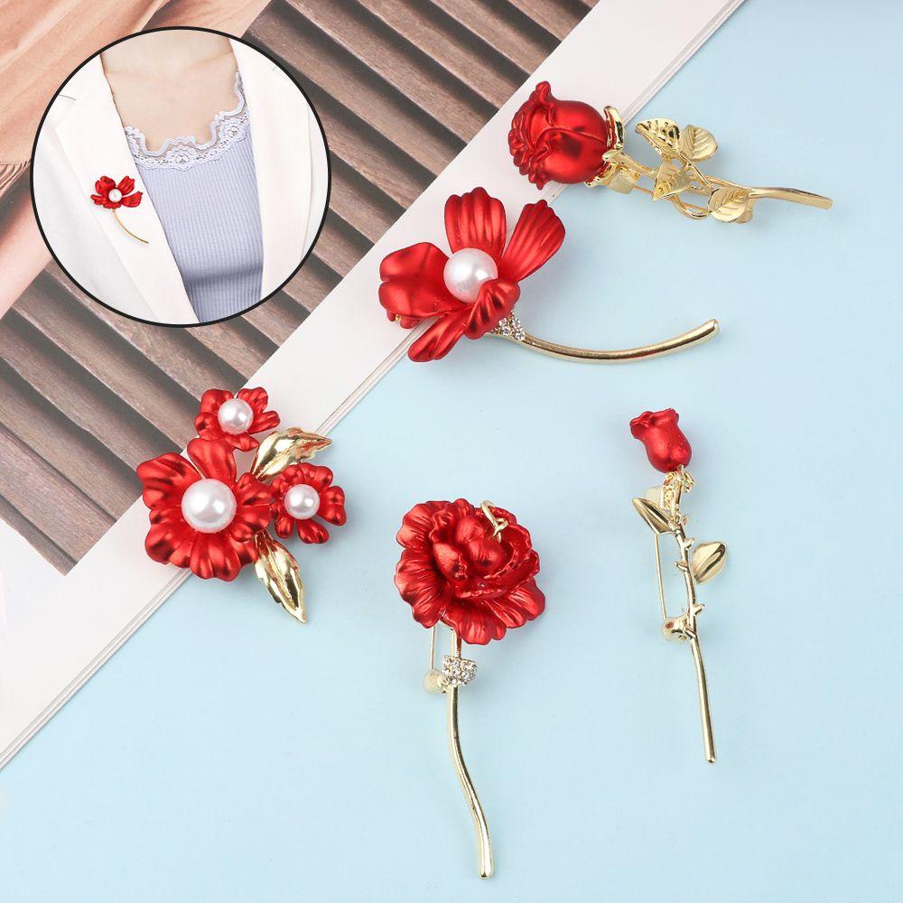 Trâm Cài Áo Hình Hoa Hồng Đỏ Thời Trang Dành Cho Nữ