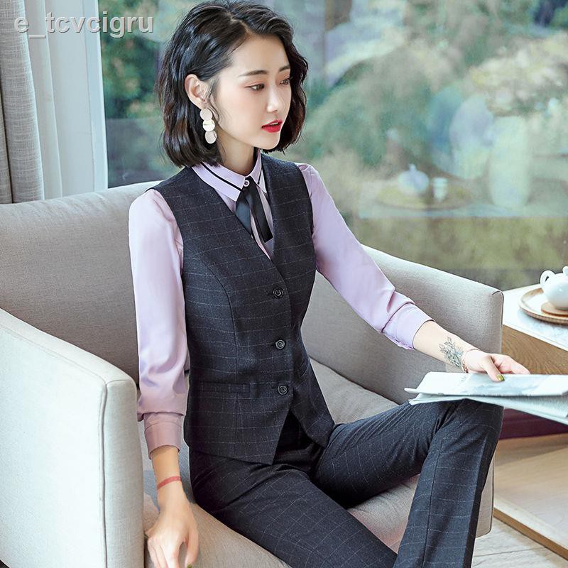 Bộ vest công sở ca rô nữ quần áo kiểu dáng mỏng của Hàn Quốc thời trang mới