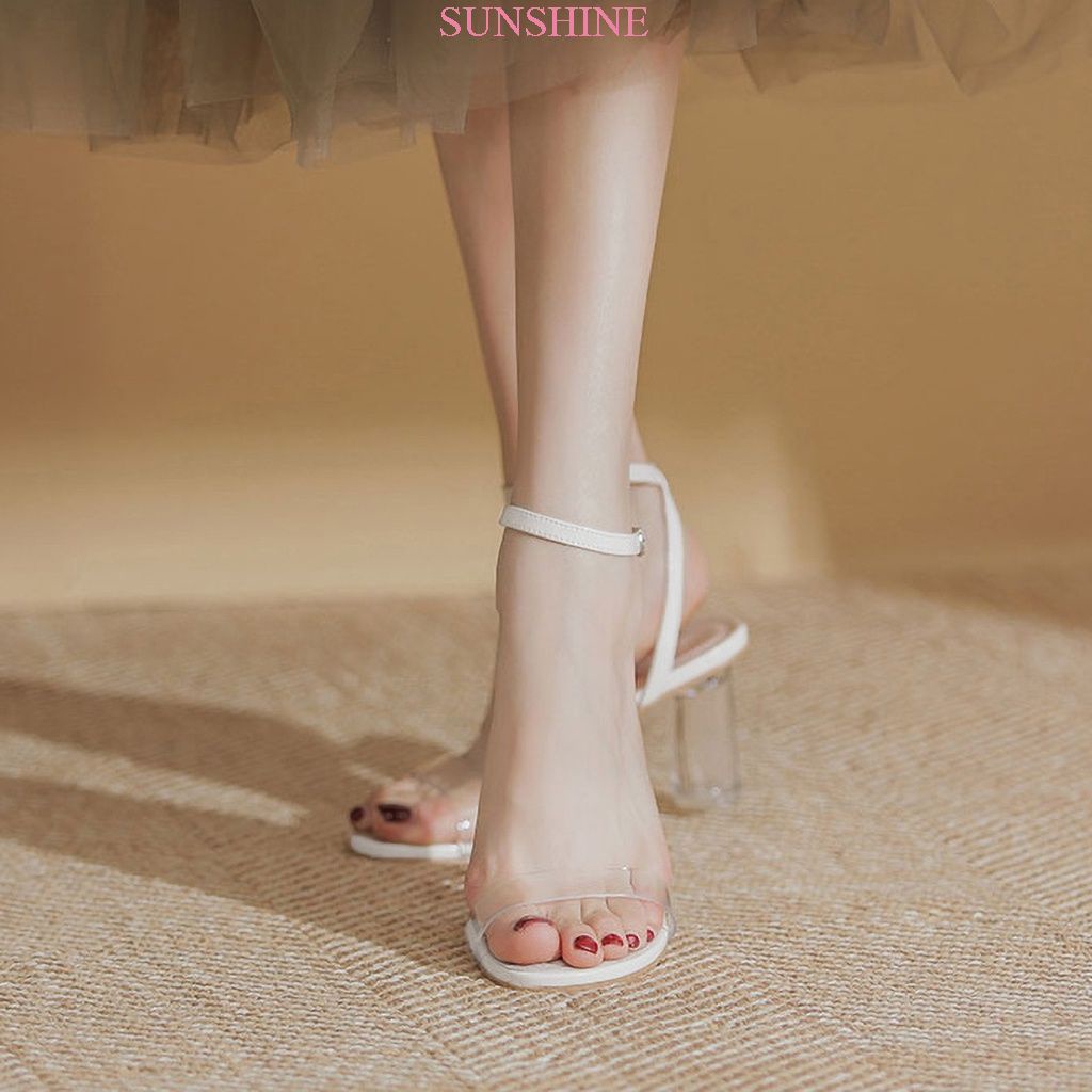 Sandal đế trong, dép sandal cao gót quai trong sang chảnh quý phái Sunshine_Store A002
