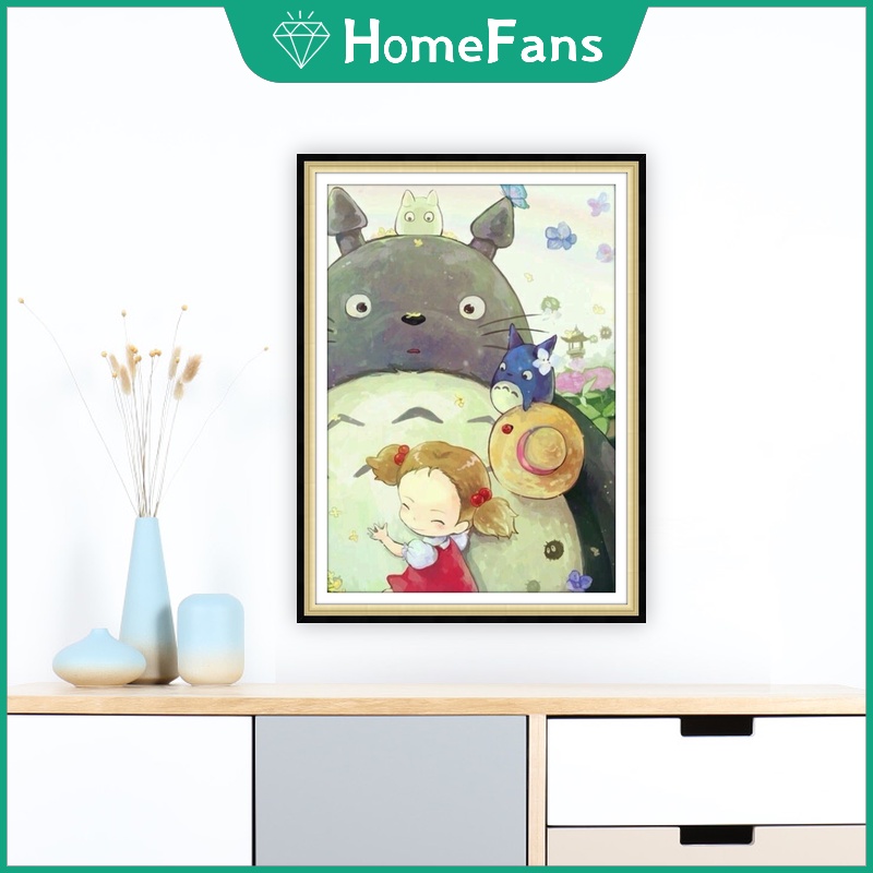 Bộ Tranh Đính Đá 5D Tự Làm Hình Totoro 30x40cm / 40x50cm
