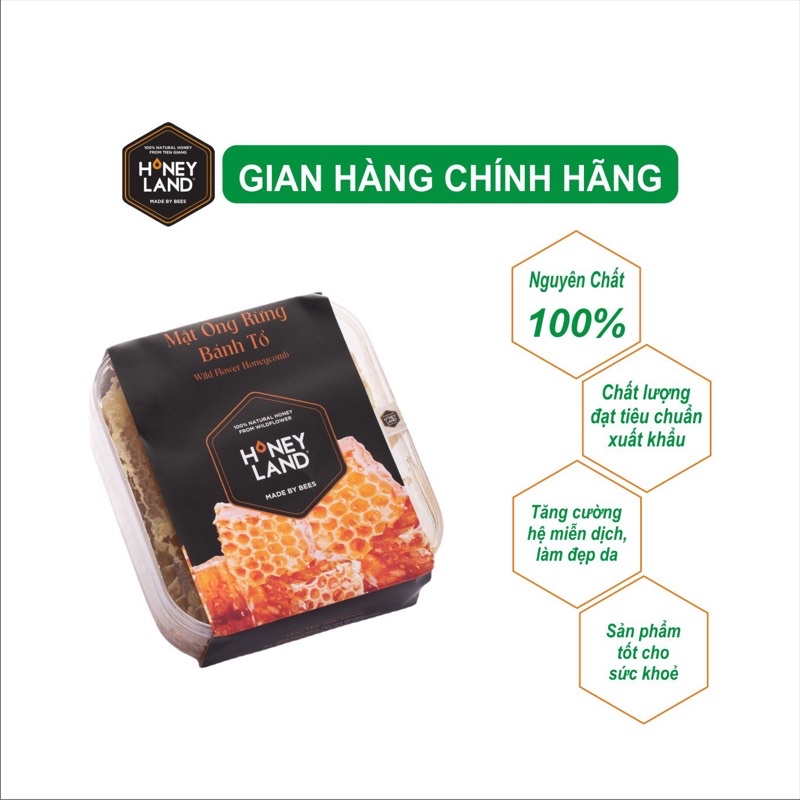 Mật ong rừng nguyên chất Bánh Tổ HONEYLAND 320g mật ong thiên nhiên nguyên chất