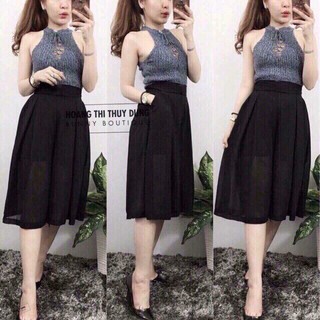 QUẦN ỐNG RỘNG GIẢ VÁY CHIFFON