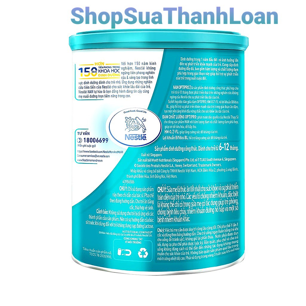 [HSD T5-2023] [MẪU MỚI] Sữa Bột Nestle NAN OPTIPRO 2 HMO – Hộp 400gr