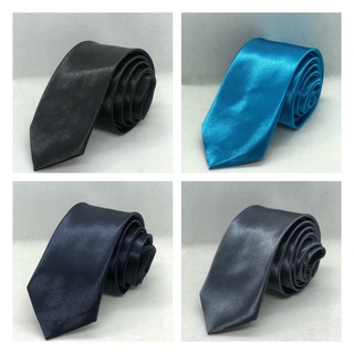 Cà Vạt Nam Nữ đen bóng bản nhỏ 5cm