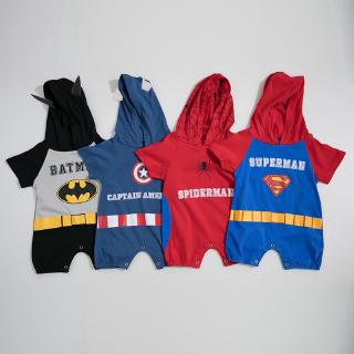 Bộ áo liền quần ngắn bằng vải cotton in hình Marvel mùa hè cho bé