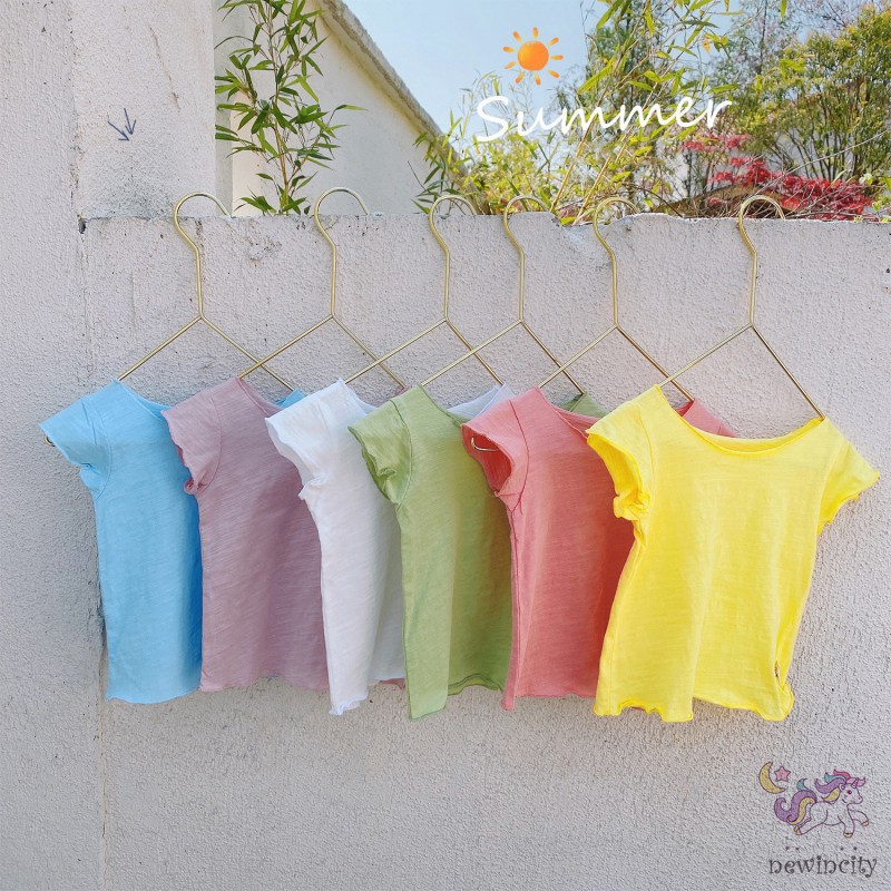 Áo Thun Tay Ngắn Bằng Cotton Thời Trang Mùa Hè Phong Cách Hàn Quốc Dành Cho Trẻ Em