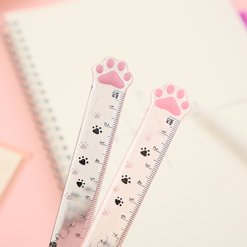 Thước Kẻ 15cm Bằng Nhựa Acrylic Hình Chân Mèo Dễ Thương Tiện Dụng C7001