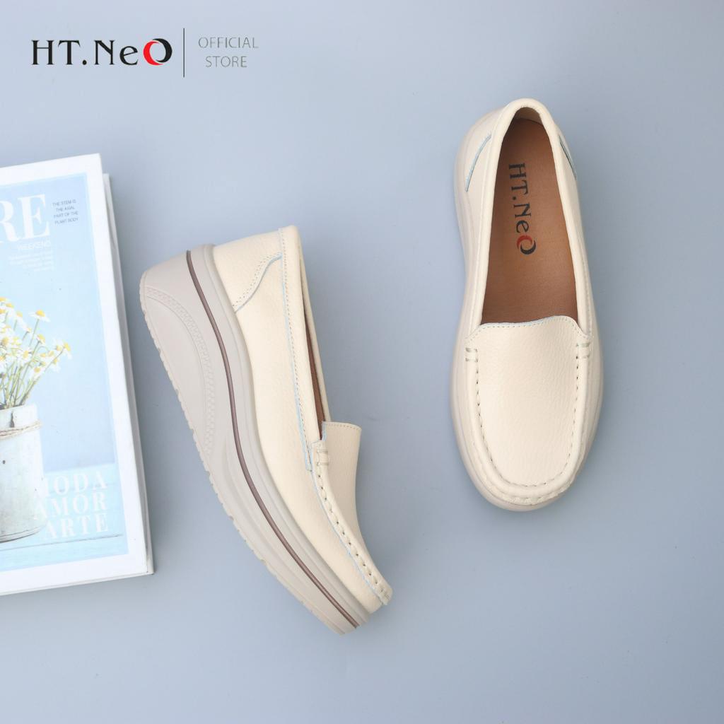 Giày da nữ - Giày đế bằng HT.NEO da bò thật ,thiết kế trẻ trung ,năng động ,đế cao 5cm giúp tôn dáng tăng chiều cao GM20
