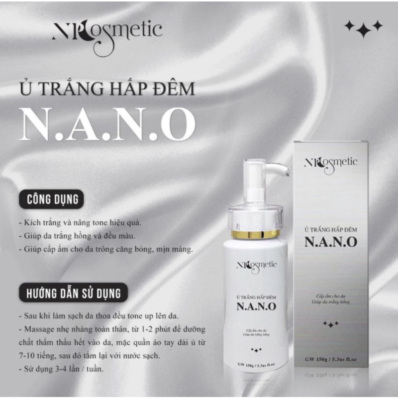 Ủ TRẮNG HẤP ĐÊM NANO| Nâng tone da, cấp ẩm