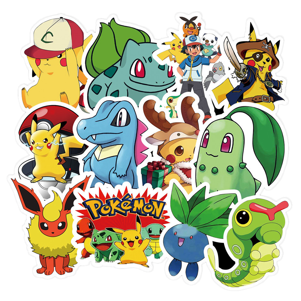 Y&P| Bộ 50 nhãn dán họa tiết hoạt hình Pokémon