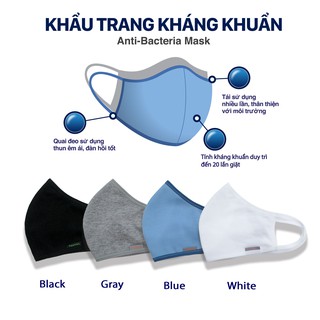 (MỘT MÀU XANH) [Combo 5] Khẩu trang kháng khuẩn Freeman