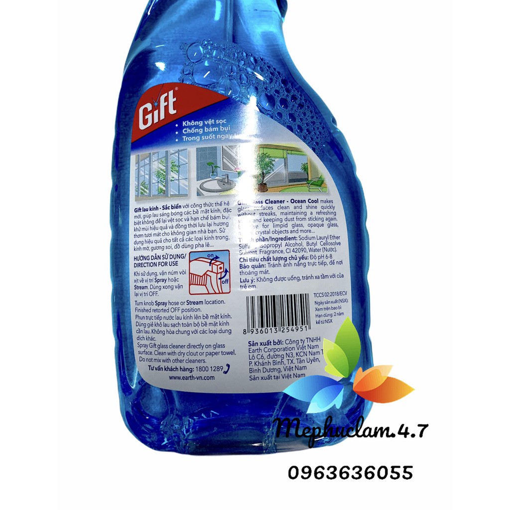 [1 chai ] Nước lau kính Gift chai 580ml