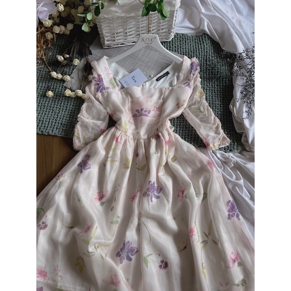 Váy đi tiệc voan lụa dáng dài cao cấp có size S-M