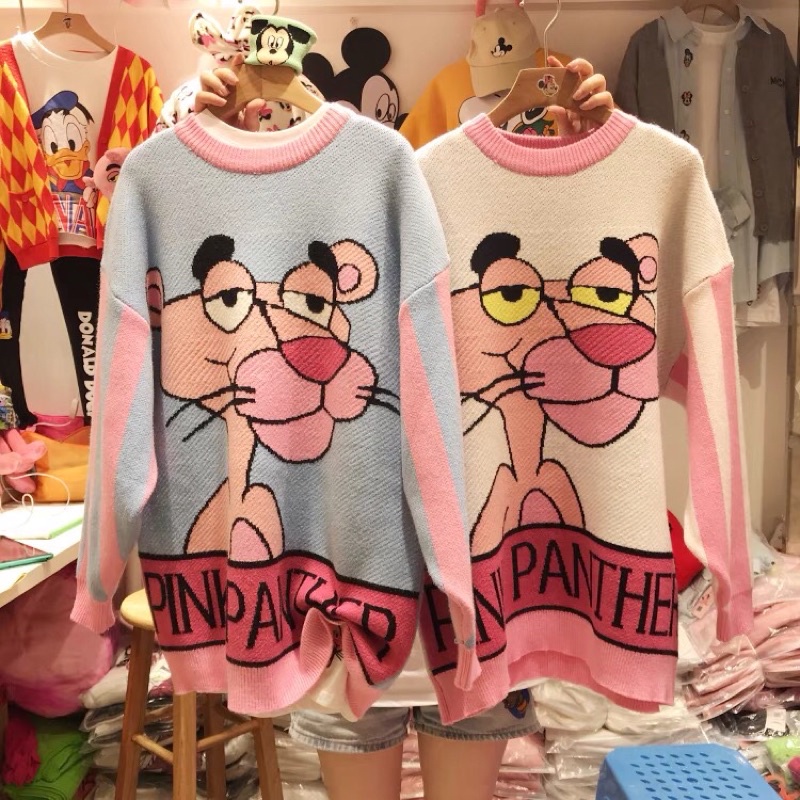 Áo len oversize hình chua báo hồng Ulzzang Quảng Châu