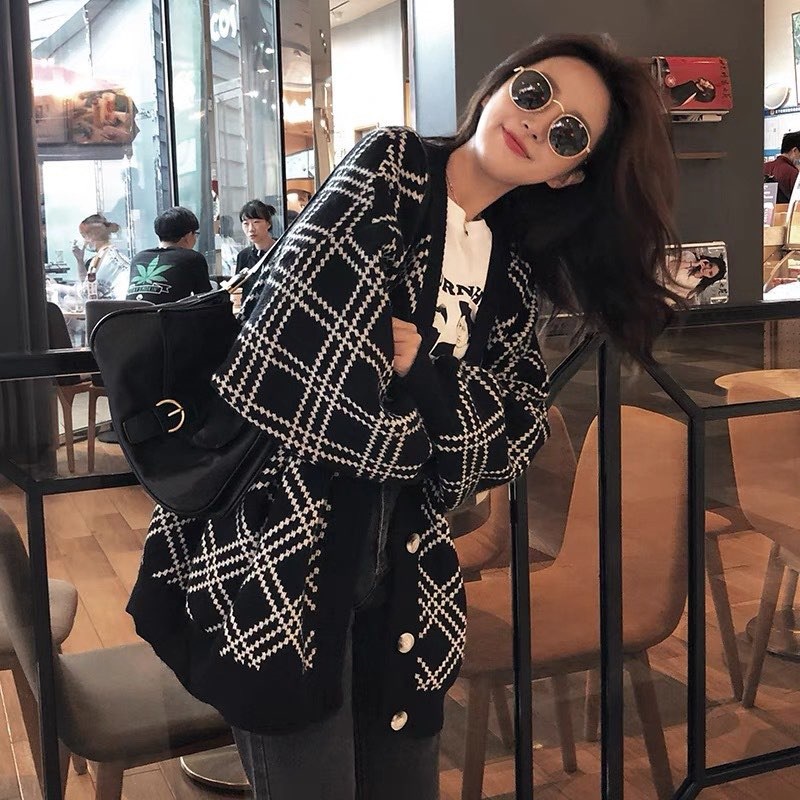 [Hằng sẵn] Áo Cardigan nữ kẻ sọc Hàn Quốc mẫu mới nhất 2021- Áo cardigan len dạ tweet