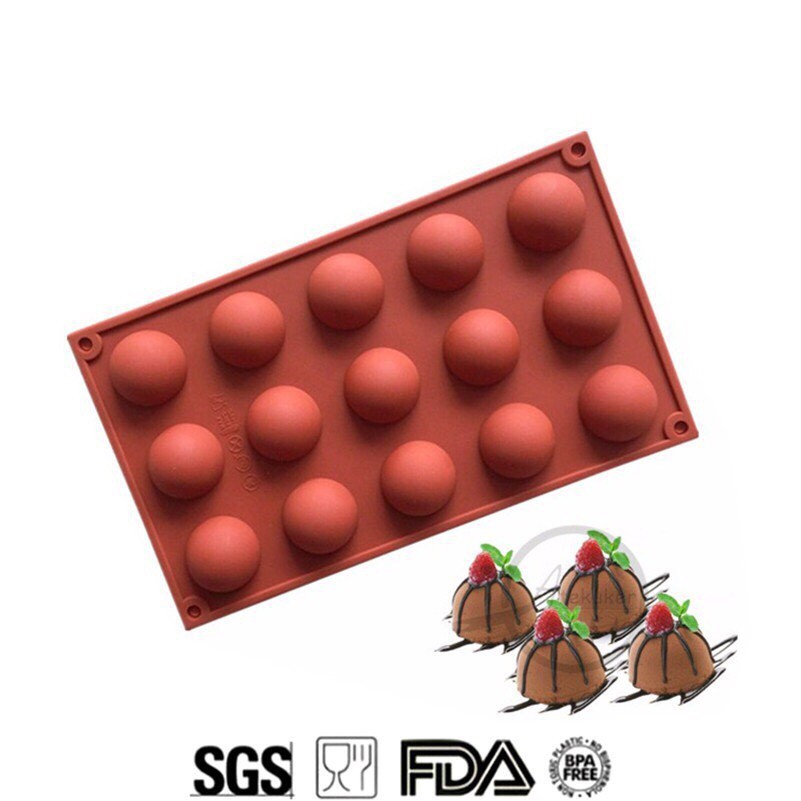 Khuôn Silicon Hình Tròn Bán Cầu làm Socola/Thạch/Đá/Kẹochipchip/Pudding