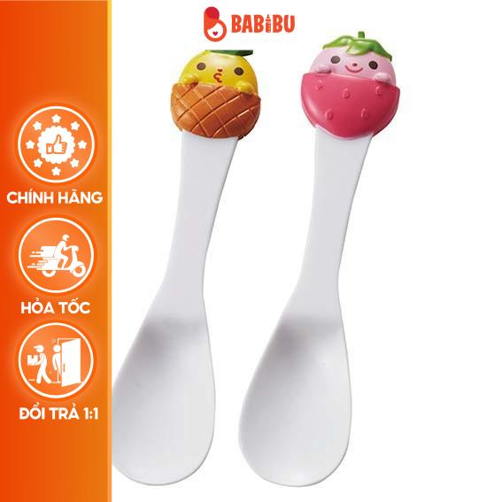 Set 2 Thìa Ăn Dặm, Họa Tiết Trái Cây Nhật Bản,An Toàn, Tiện Lợi Cho Bé Babibu