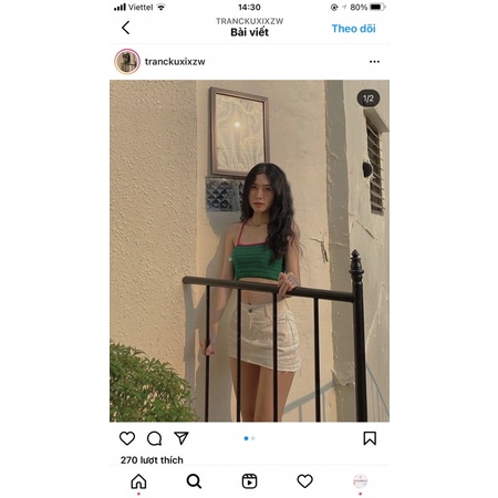 JAY TOP  - áo len móc handmade phối viền màu dây đan chéo lưng