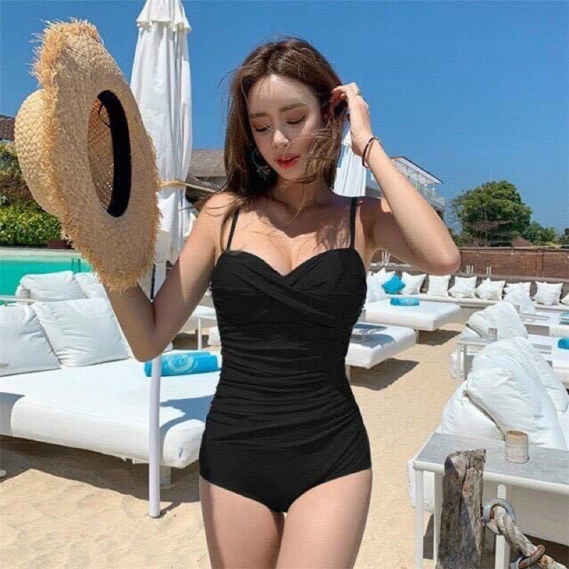 Bikini , Đồ bơi đi biển nữ liền thân 2 dây gọng nhún ngực đủ màu Bella - T20