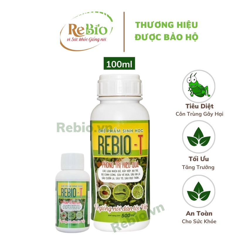 Chế phẩm 𝐑𝐄𝐁𝐈𝐎 𝐓 𝟏𝟎𝟎𝐦𝐥 Đặc trị nhện đỏ, bọ trĩ,rầy rệp, sâu ăn lá, sâu cuốn lá, sâu vẽ bùa... trên rau màu, cây ăn quả