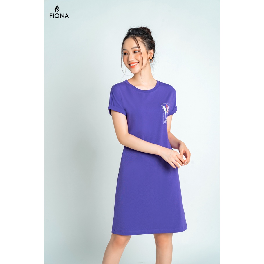 Đầm suông nữ Fiona chất cotton tay liền ngực in hinh bông hoa ly F429266