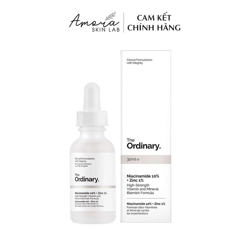 Tinh chất The Ordinary Niacinamide 10% + Zinc 1% sáng da, giảm thâm, thu nhỏ lỗ chân lông - Amora Skinlab
