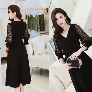 Mẫu Thời Trang ĐẦM XÒE TAY REN THẮT NƠ DUYÊN DÁNG (M, L, XL) - NH374K15