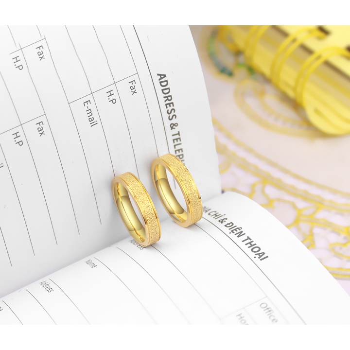 02 chiếc nhẫn cặp đôi tình nhân cao cấp phun cát mạ vàng lấp lánh - tặng hộp đựng xinh xắn
