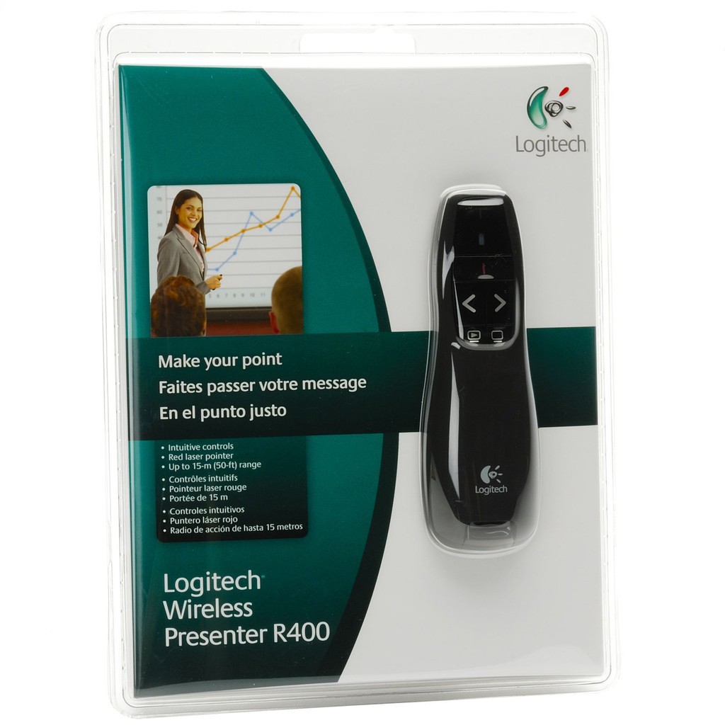 Bút trình chiếu Logitech R400 - Hàng nhập khẩu - Bảo hành 12 tháng - Cam kết lỗi 1 đổi 1