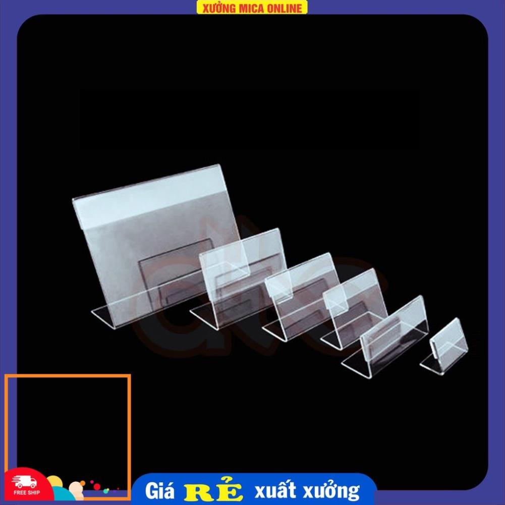 Menu mica L, kệ mica để bàn,bảng giá mica, kệ thông tin sản phẩm kích thước 6cm x 9cm, hàng có sẵn giao ngay