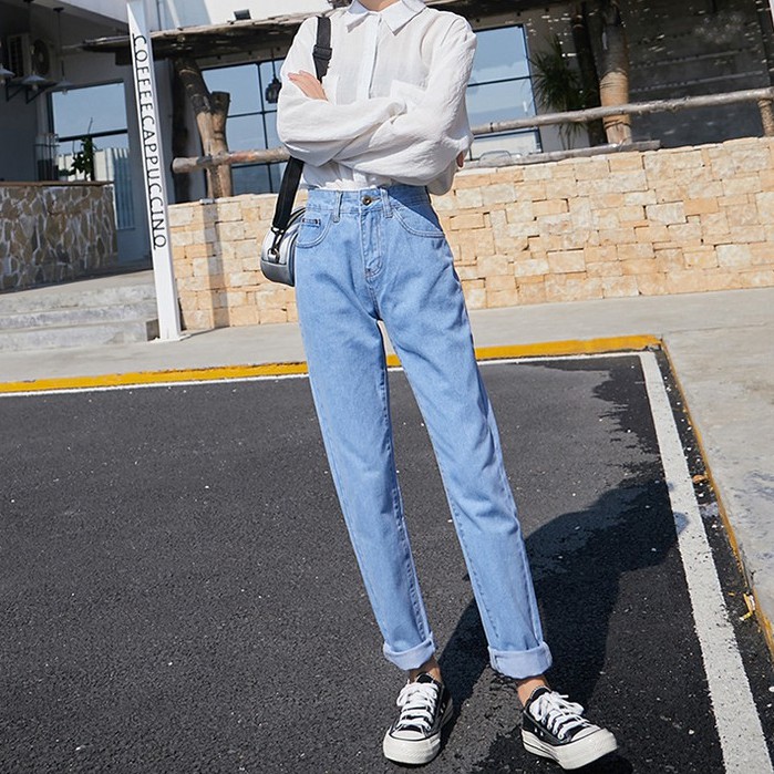 Quần Jeans Baggy UNISEX QJ001 BIGSIZE Trơn Đậm / Nhạt - Lưng Cao - Siêu tôn dáng - Không Giãn