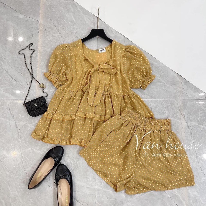 BN160-BỘ ĐŨI BÈO CHẤM BI XANH VÀNG | BigBuy360 - bigbuy360.vn