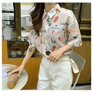 áo sơ mi nữ tay ngắn unisex in họa tiết rau củ trái cây cá tính trẻ trung  ཾ