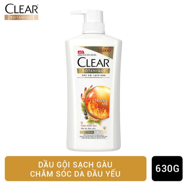 Dầu Gội Clear Sạch Gàu 9 Thảo Dược Quý Clear STRONG ME 630g tặng sữa tắm lifebuoy