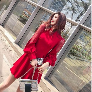 Váy công chúa tay bồng phối ren