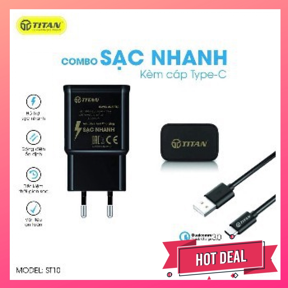 006661 - TP - Combo sạc nhanh TITAN chân type-C - ST10 - VTL
