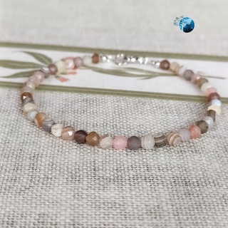 Vòng tay đá botswana agate cắt giác 3mm ~ 3.5mm