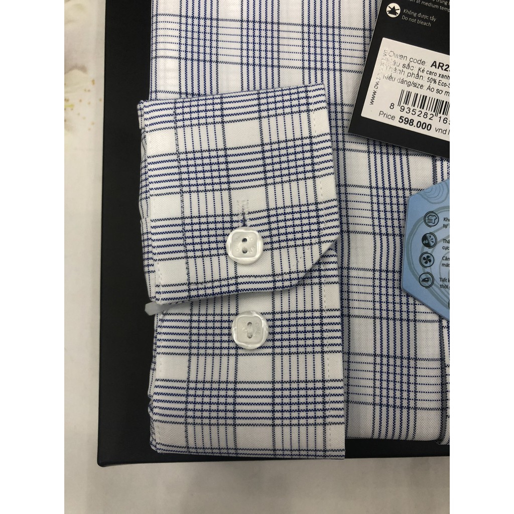 Áo Sơ Mi Nam Dài Tay Owen AR23069DT Somi Công Sở Cao Cấp Màu Kẻ Caro Xanh Trắng Dáng Regular Có Túi Vải Vỏ Sò Mềm Mát | BigBuy360 - bigbuy360.vn