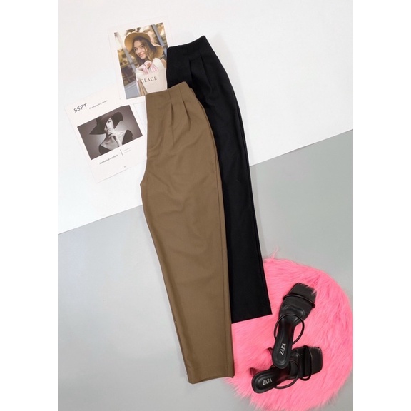 Quần baggy lệch khoá quần tây chín tấc cạp cao lưng chun có bigsize 87 cân_BG01